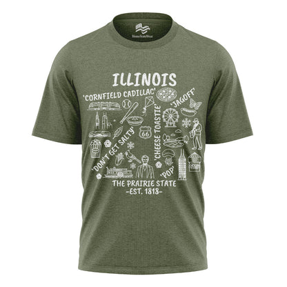 Illinois Icon T-Shirt | Route 66 Midwest Graphic Tee