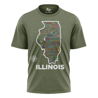 Illinois Map T-Shirt | Vintage Prairie State Tee