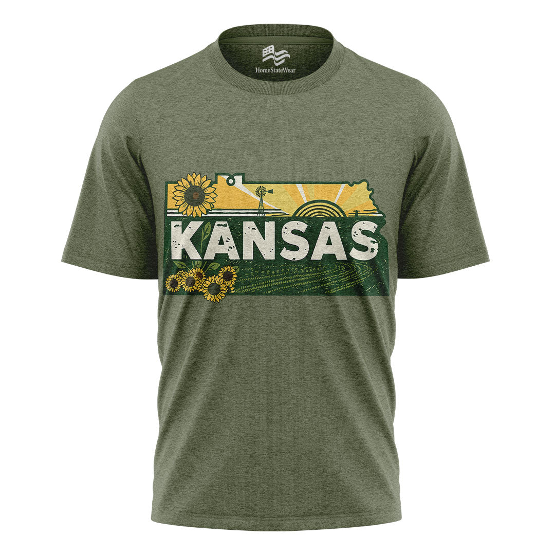 Kansas Home State T-Shirt | Retro Sunflower Travel Tee