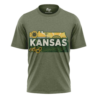 Kansas Home State T-Shirt | Retro Sunflower Travel Tee