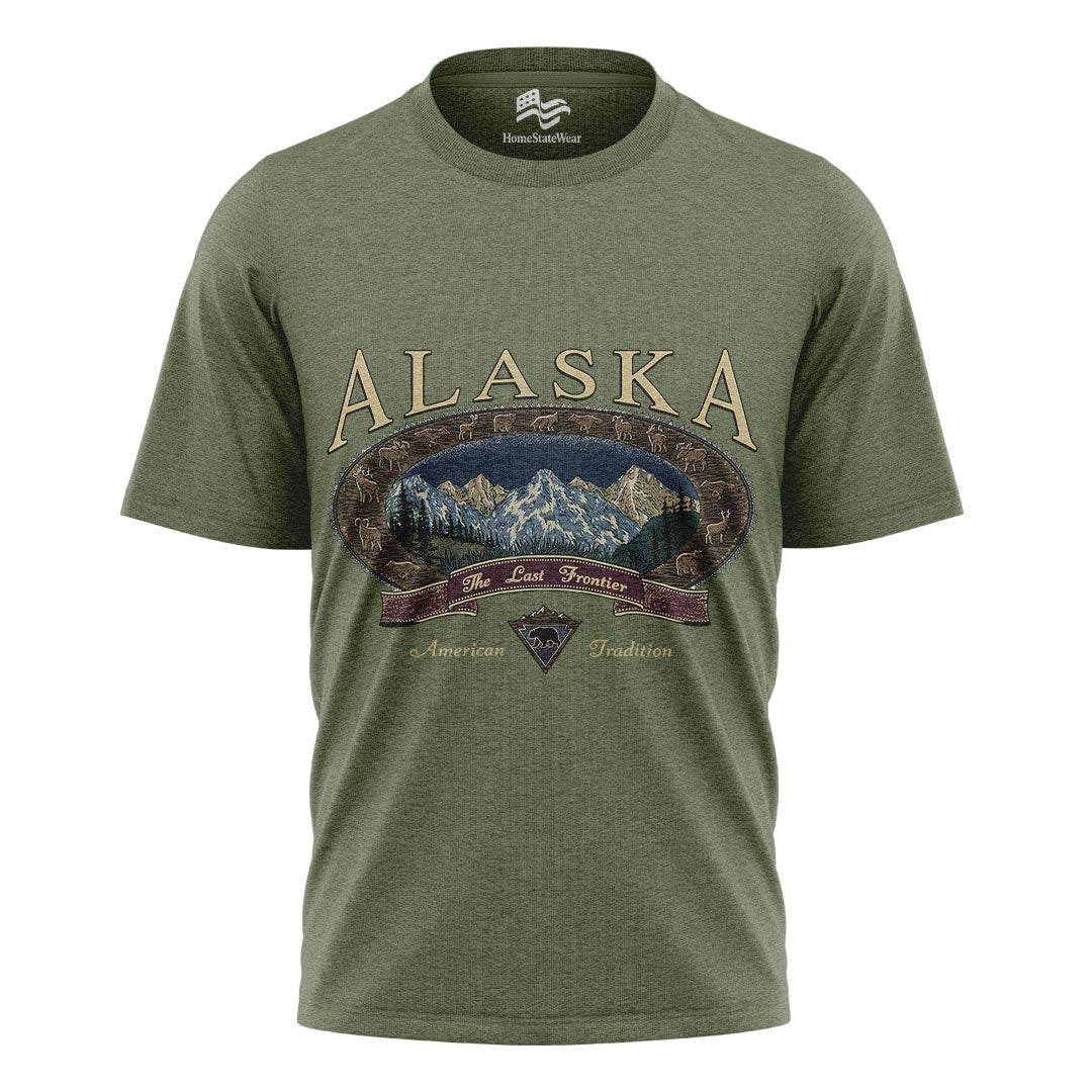 Vintage Alaska Mountain T-Shirt, The Last Frontier Wildlife Tee