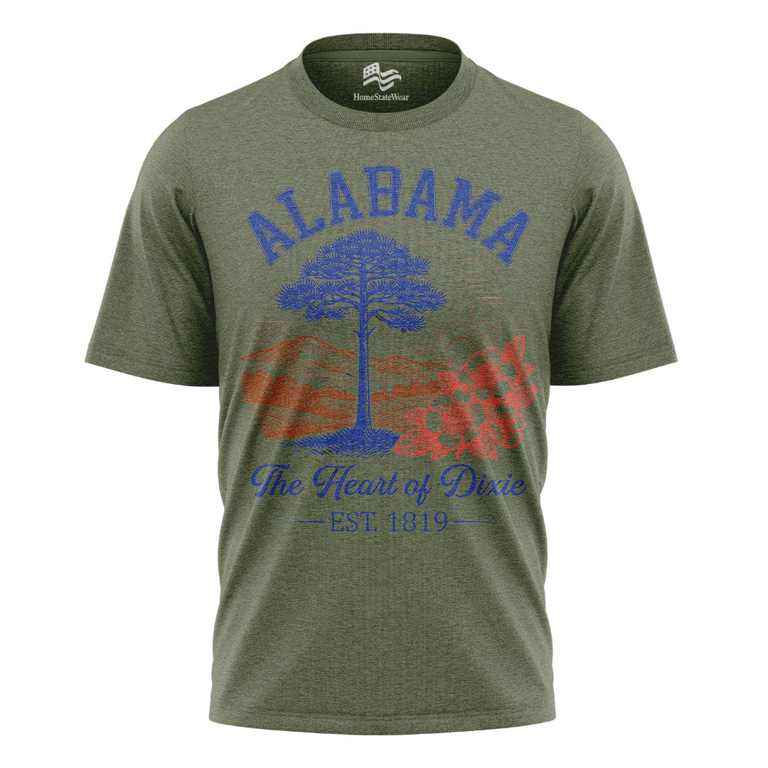 Alabama Shirt Heart of Dixie Est 1819 Vintage State Graphic Tee Unisex Cotton T-Shirt