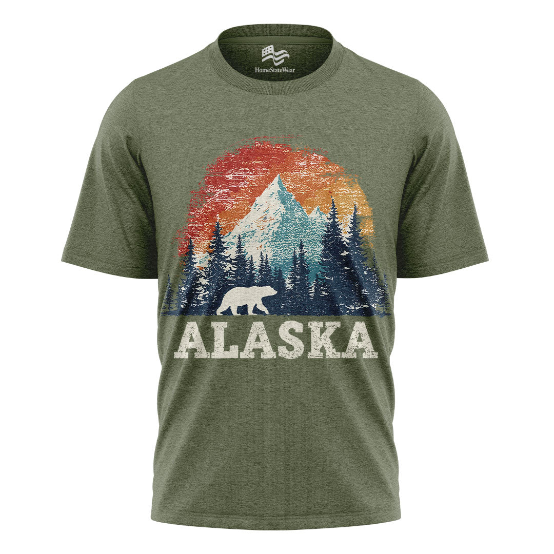 Vintage Alaska Mountain Bear T-Shirt | Retro Wildlife Graphic Tee