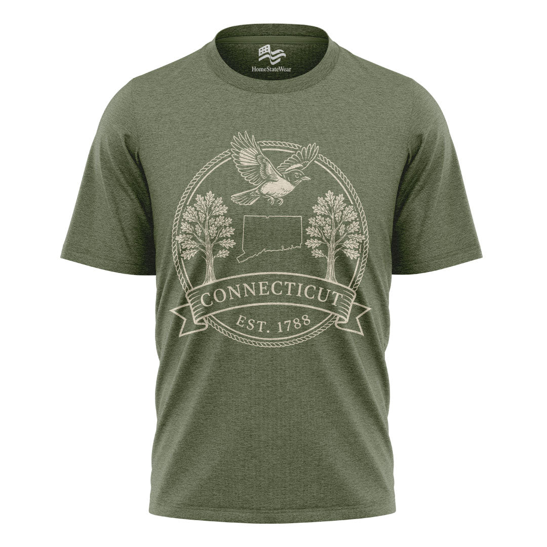 Connecticut Est 1788 T-Shirt | American Robin & White Oak Tee