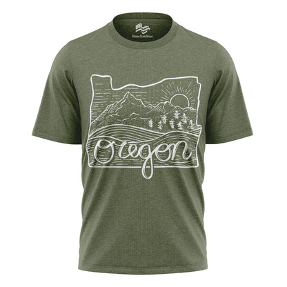 Illustrated Oregon T-Shirt, Vintage Pacific Northwest Nature Tee