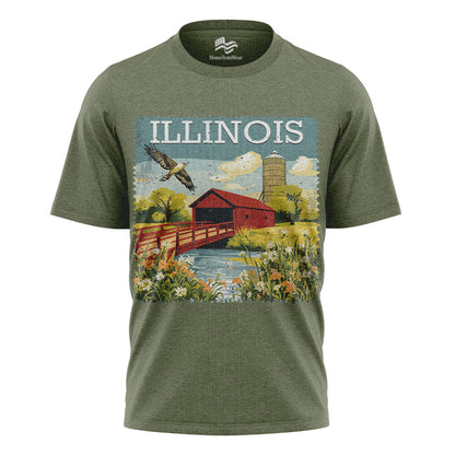 Illinois Covered Bridge Tee | Vintage Travel Souvenir Shirt
