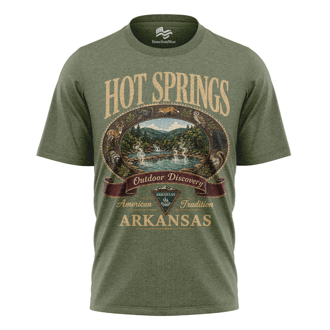 Hot Springs Arkansas Comfort Colors Tee | Vintage Outdoor Discovery Shirt