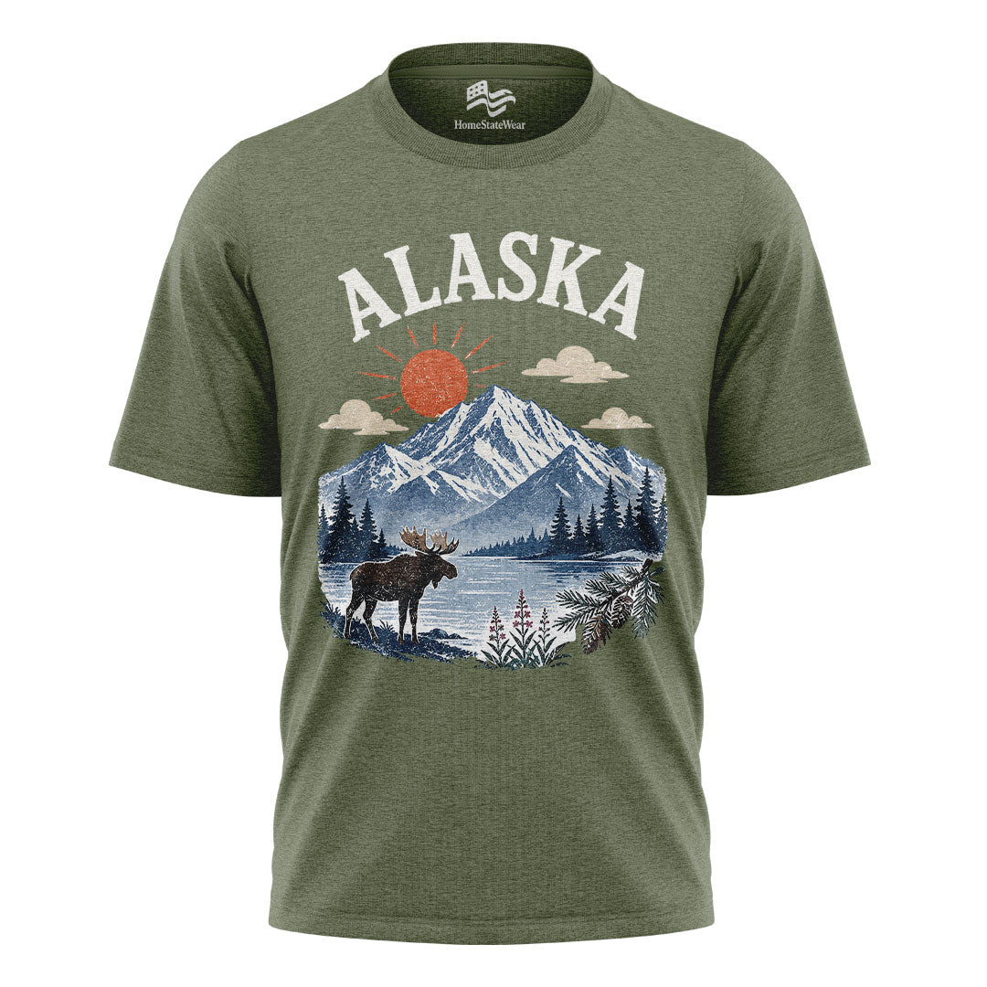 Alaska Moose T-Shirt, Mountain Travel Nature Lover Tee