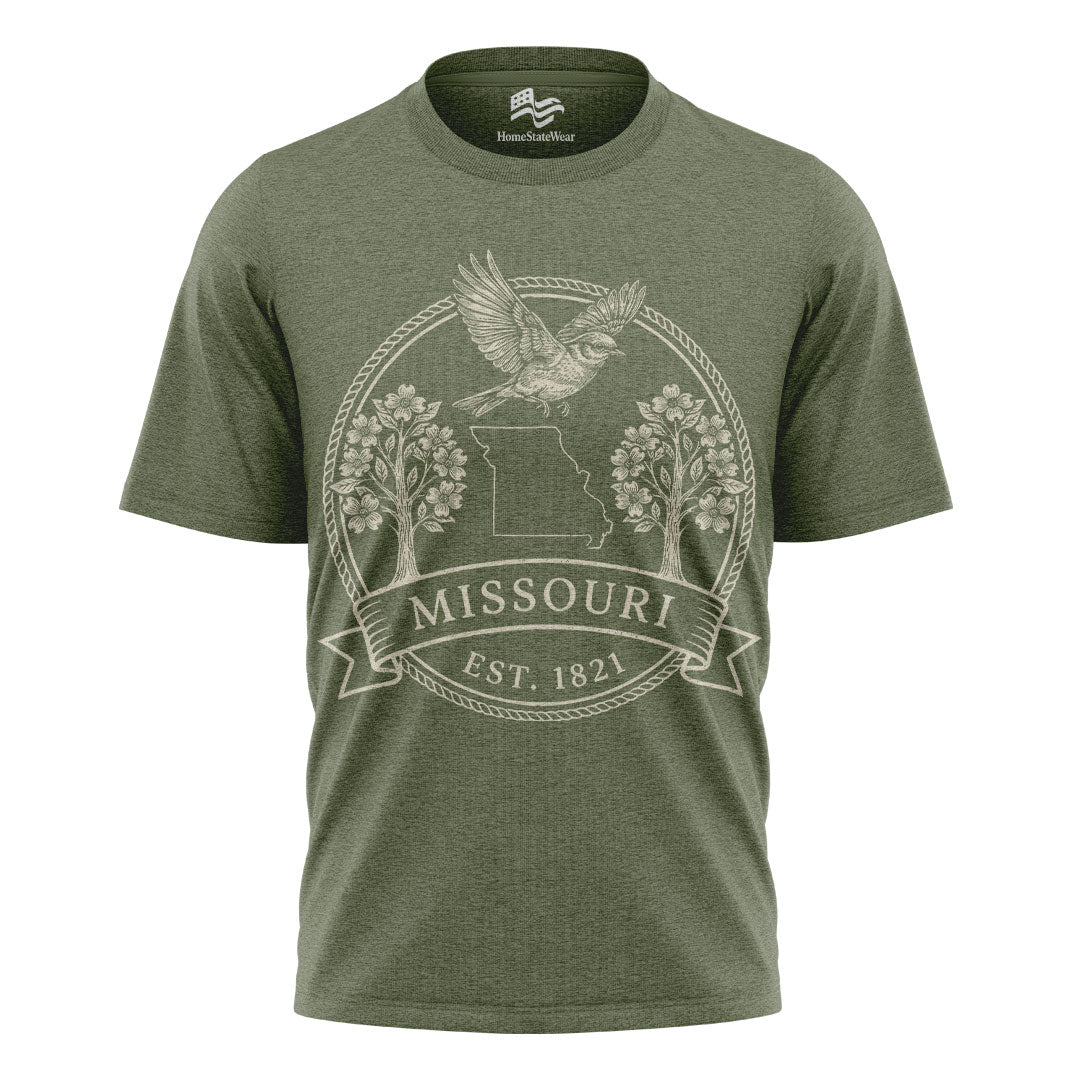 Missouri Statehood T-Shirt, Eastern Bluebird & Dogwood Souvenir Tee