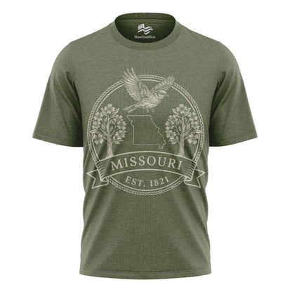 Missouri Statehood T-Shirt, Eastern Bluebird & Dogwood Souvenir Tee