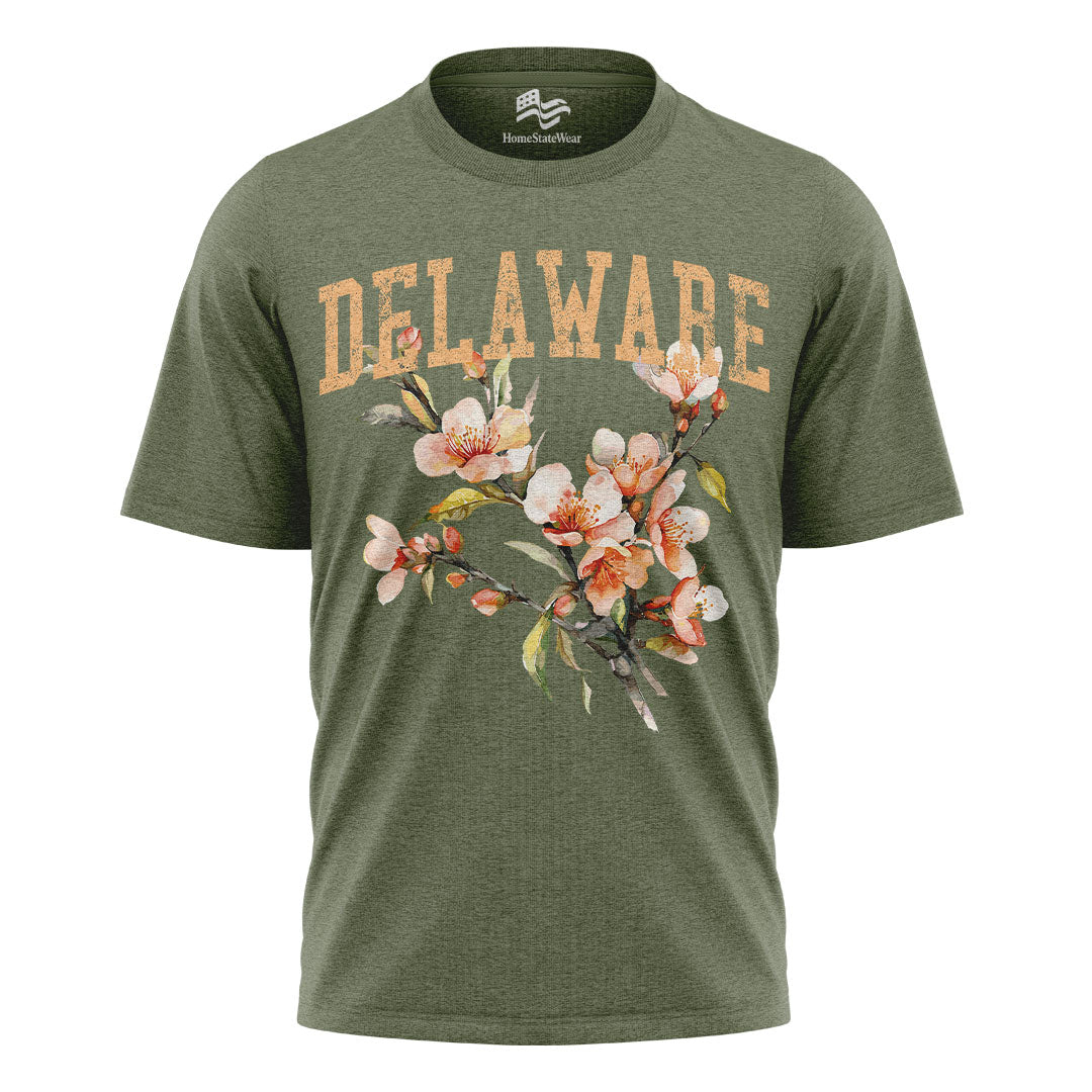 Delaware Peach Blossom Comfort Colors Tee | Botanical Flower Shirt