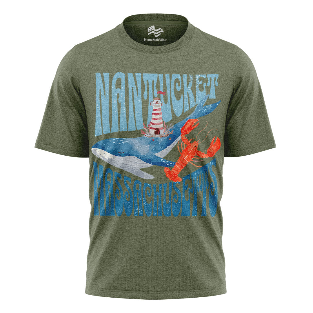 Nantucket Massachusetts T-Shirt | Coastal Lighthouse Tee