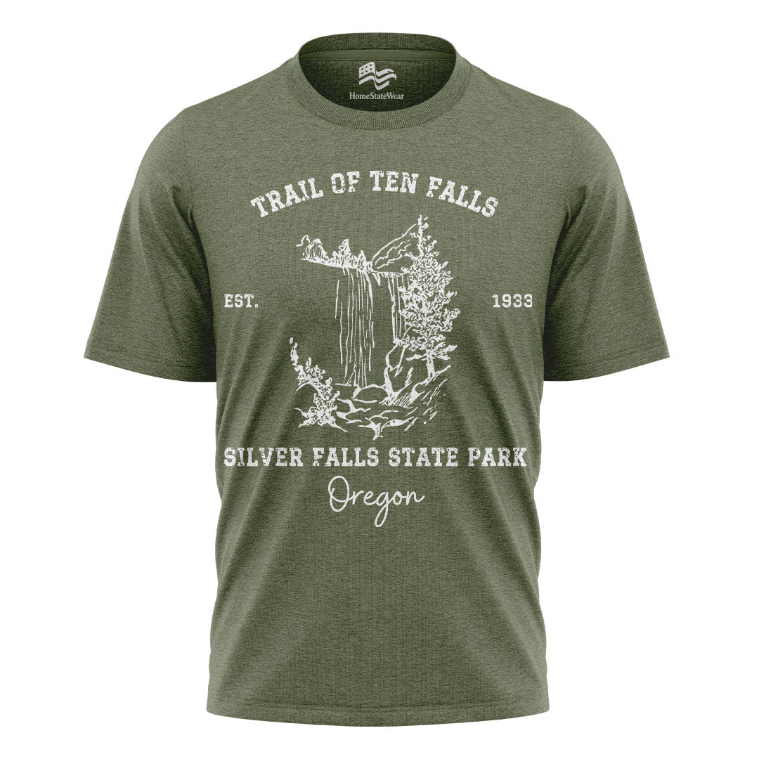 Trail of Ten Falls Oregon Comfort Colors® T-Shirt, Silver Falls Hiking Tee