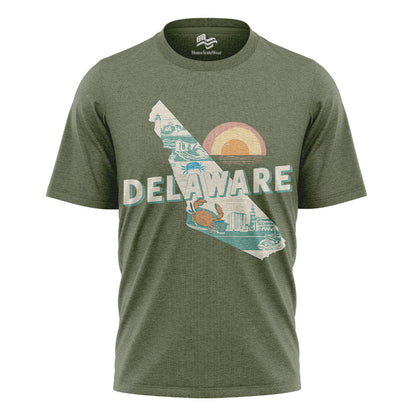 Delaware Crab Sunset Tee | Coastal Beach Souvenir Shirt