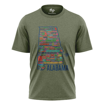 Alabama Heart of Dixie Vintage Map Graphic Tee