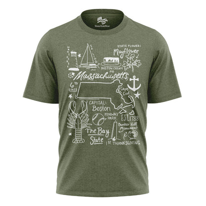 Massachusetts State Map T-Shirt | Bay State Travel Tee