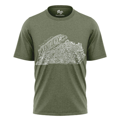 Grey Kentucky Map T-Shirt | Bluegrass State Pride Tee