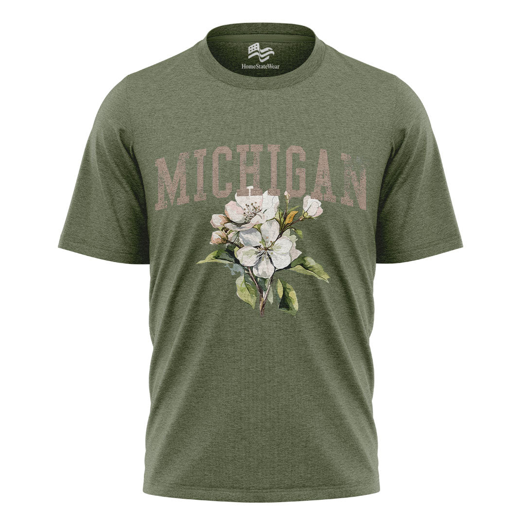 Michigan Apple Blossom Comfort Colors Tee | State Flower Gift Shirt