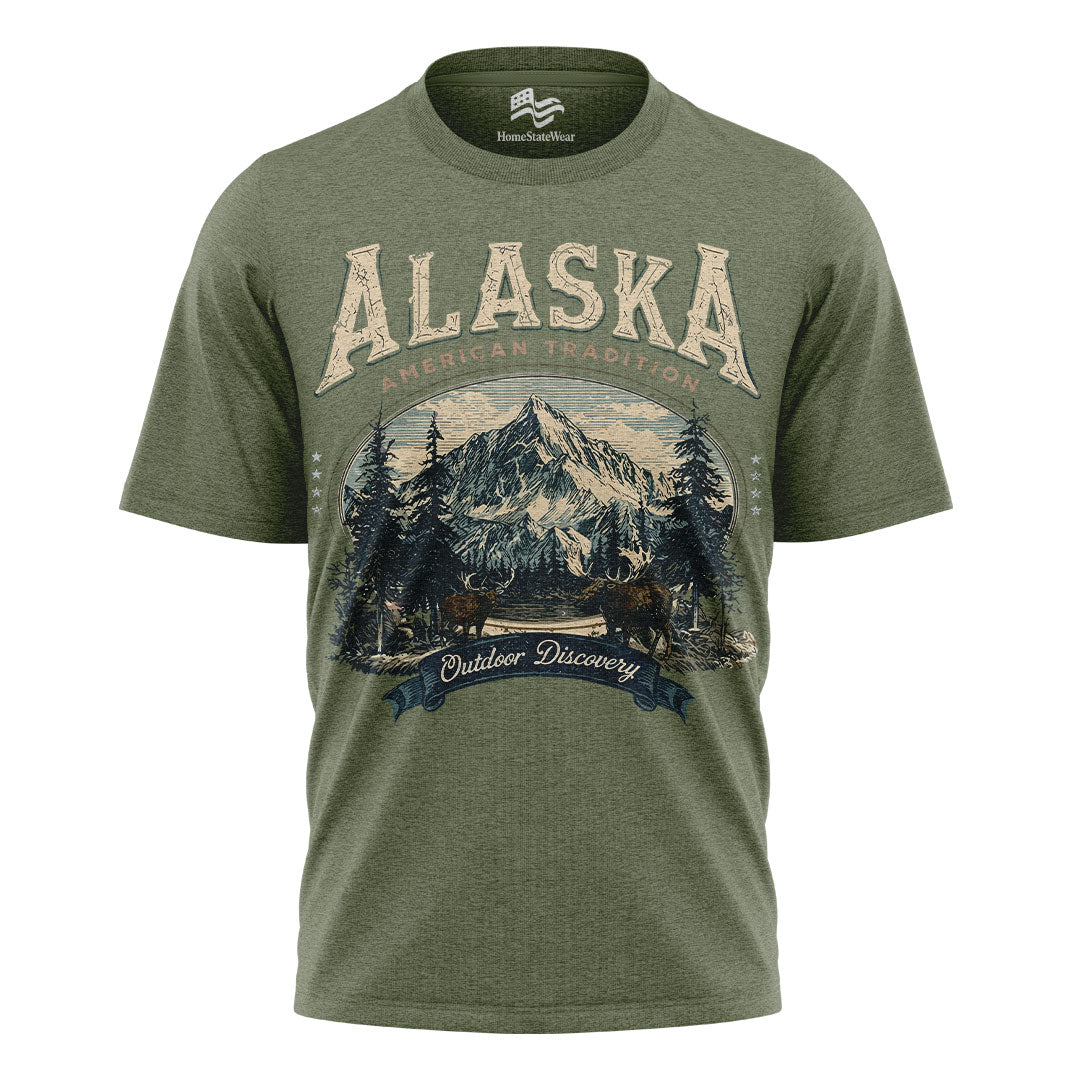 Vintage Alaska Mountain Retro Outdoor Wildlife Tee