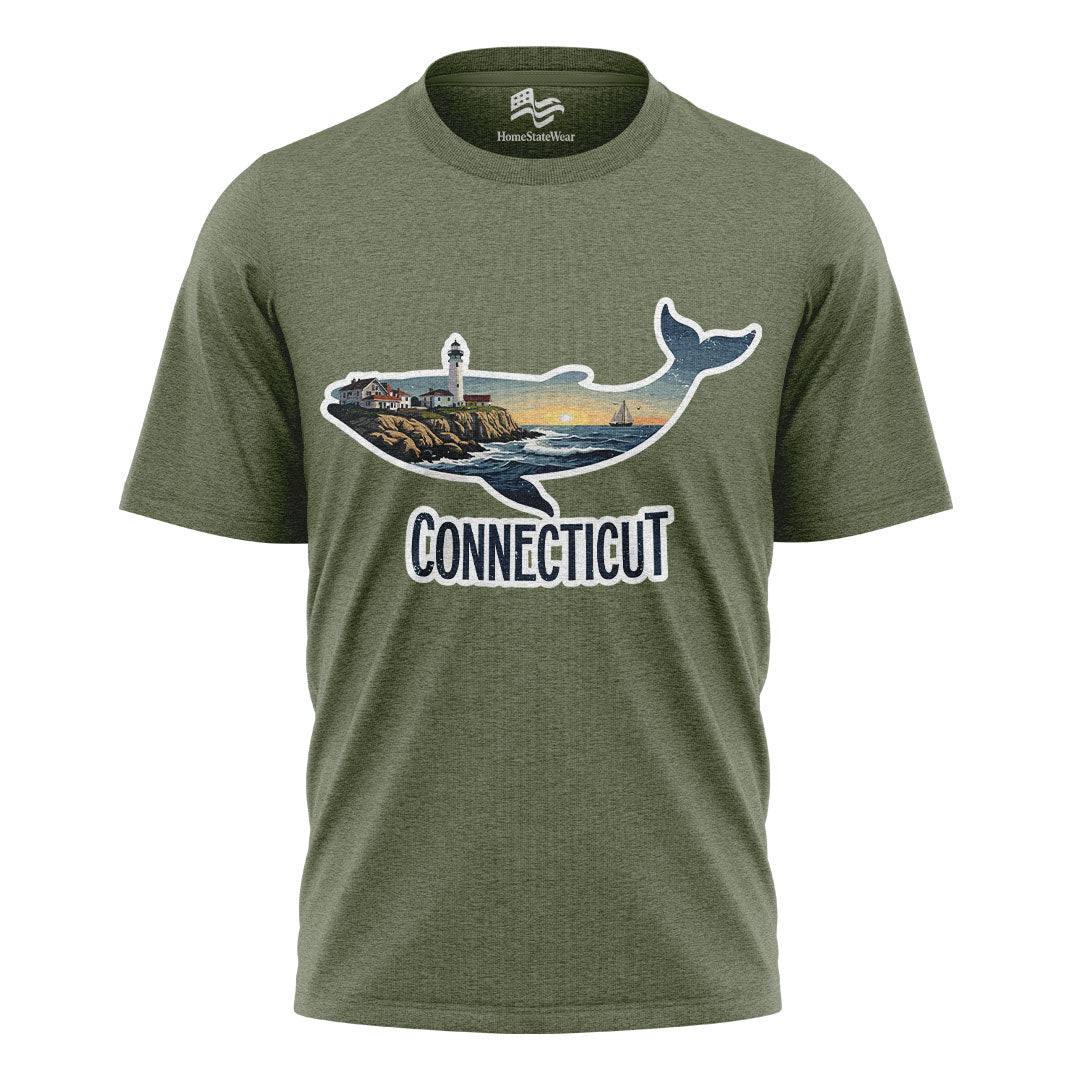 Connecticut Whale Lighthouse Tee | Coastal New England Shirt