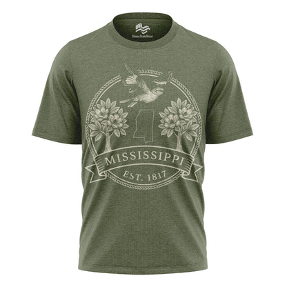 Mississippi Est. 1817 T-Shirt, Northern Mockingbird & Southern Magnolia State Pride Tee