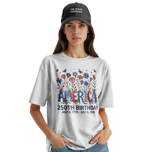 America 250 Floral Birthday Shirt