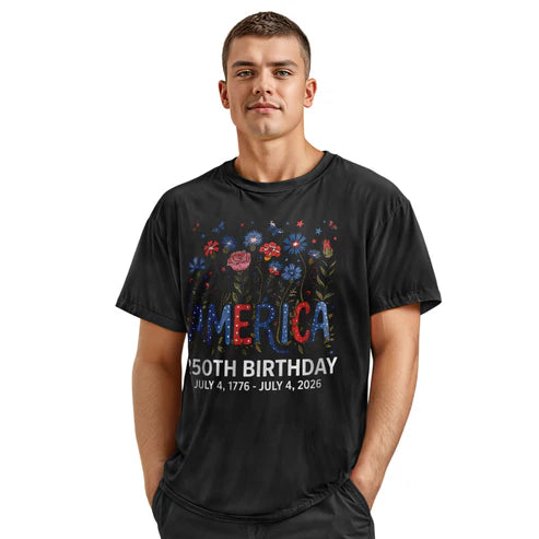 America 250 Floral Birthday Shirt