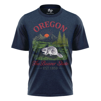 Oregon Beaver State T-Shirt, Est. 1859 Vintage Mountain Sunset Tee