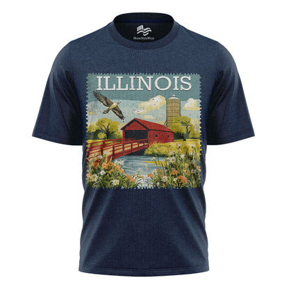 Illinois Covered Bridge Tee | Vintage Travel Souvenir Shirt