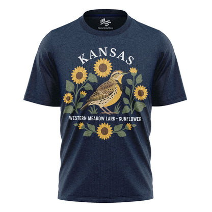 Kansas Meadowlark & Sunflower Tee | Bird Lover Nature Shirt