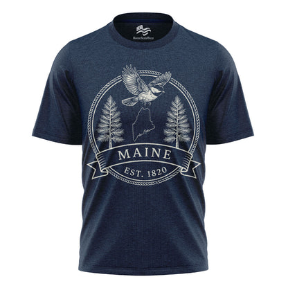 Maine Est 1820 T-Shirt | Chickadee White Pine Souvenir Tee