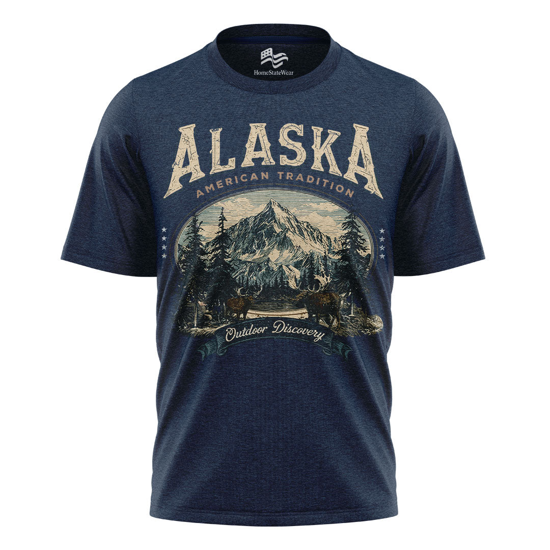 Vintage Alaska Mountain Retro Outdoor Wildlife Tee
