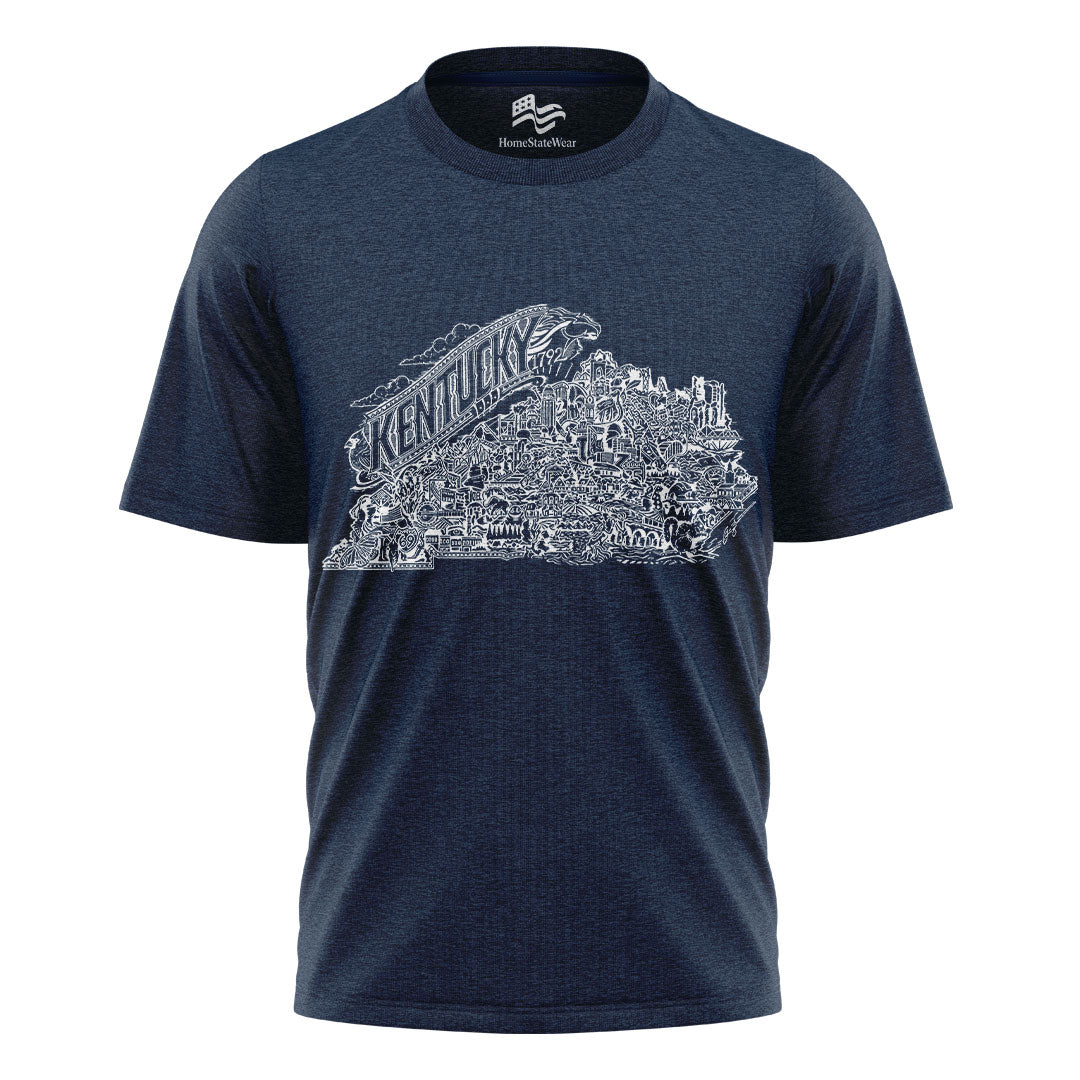 Grey Kentucky Map T-Shirt | Bluegrass State Pride Tee