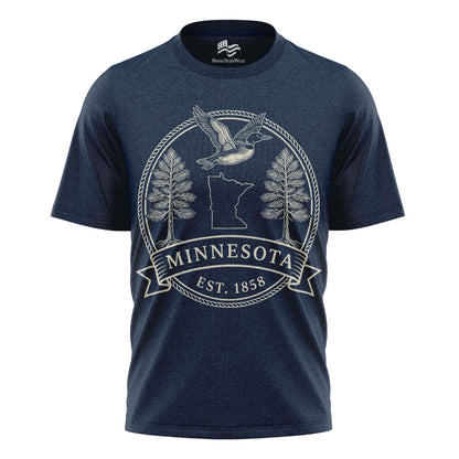 Minnesota Est. 1858 T-Shirt, Common Loon & Red Pine State Pride Tee