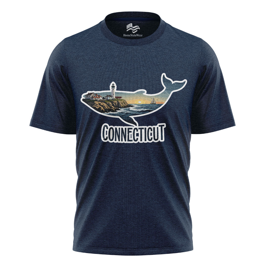 Connecticut Whale Lighthouse Tee | Coastal New England Shirt