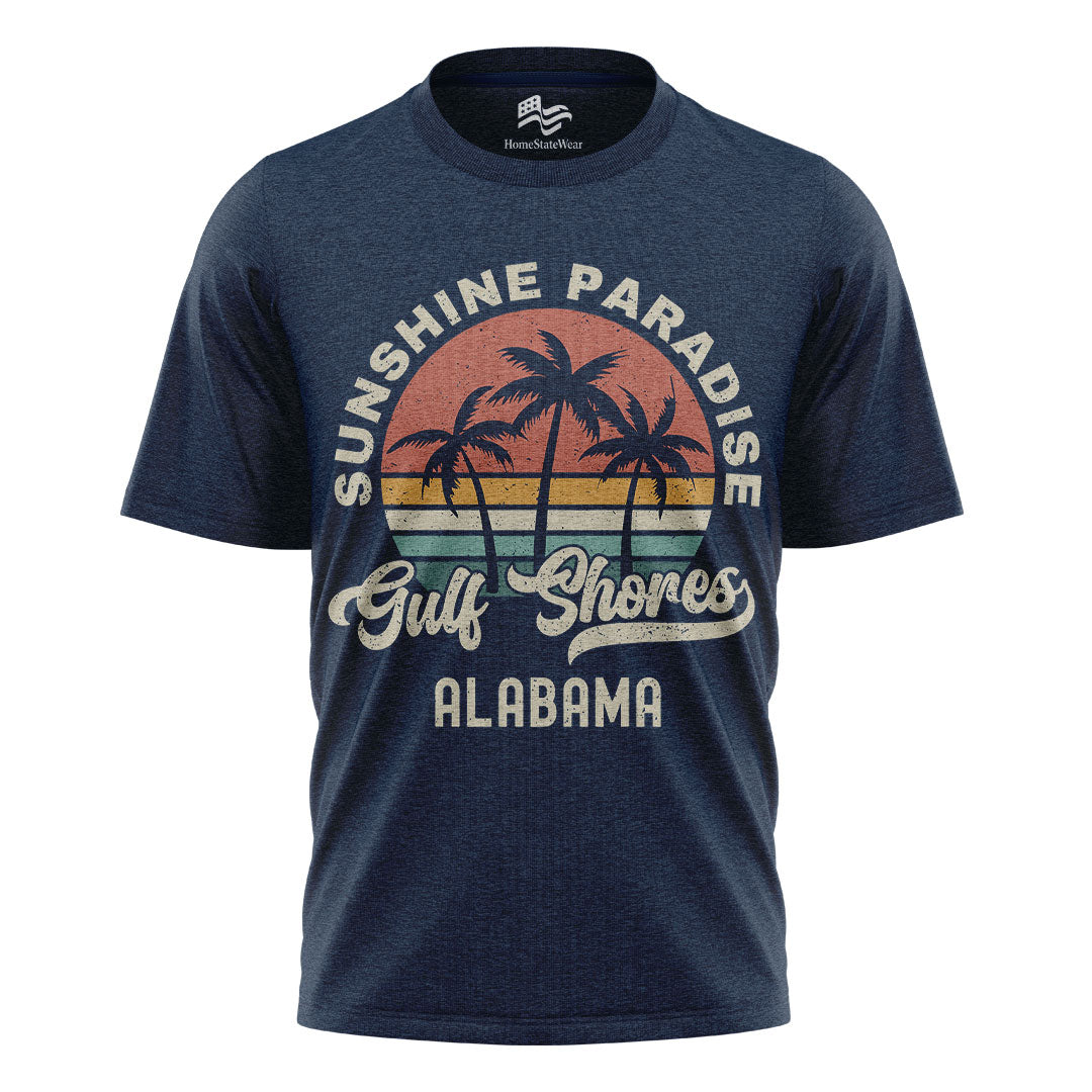 Gulf Shores Shirt Alabama Souvenir Tee, Palm Tree Retro Sunset Shirt