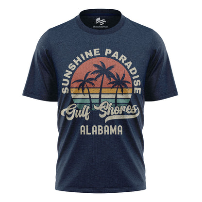 Gulf Shores Shirt Alabama Souvenir Tee, Palm Tree Retro Sunset Shirt