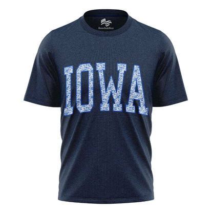 Blue Floral Iowa Varsity Tee | Midwestern Mama Gift Shirt