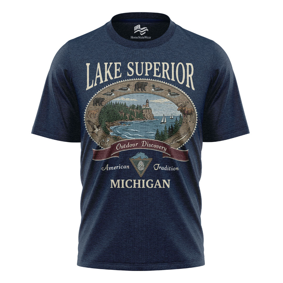 Lake Superior Michigan Comfort Colors Tee | Great Lakes Lighthouse Shirt