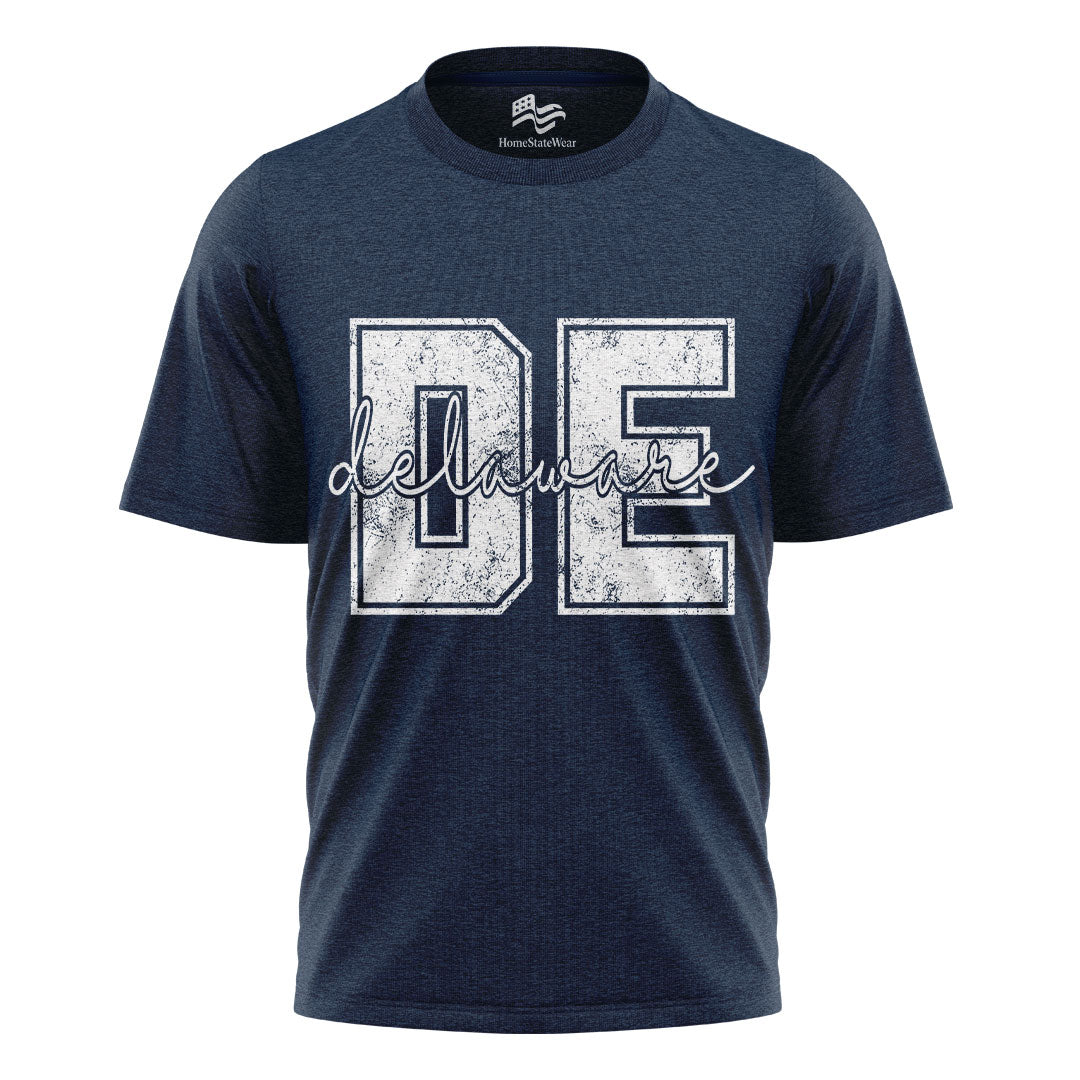 Distressed Delaware Comfort Colors Tee | Retro Varsity State Shirt