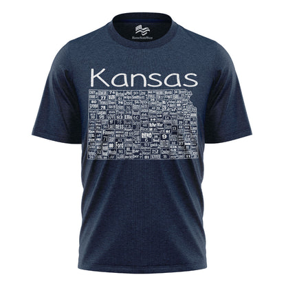 Kansas County Map T-Shirt | License Plate Graphic Tee