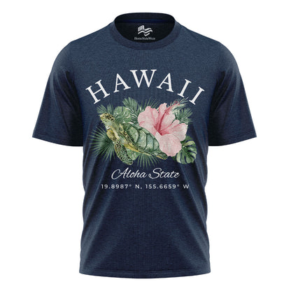 Hawaii Sea Turtle Hibiscus Tee | Aloha State Tropical Shirt