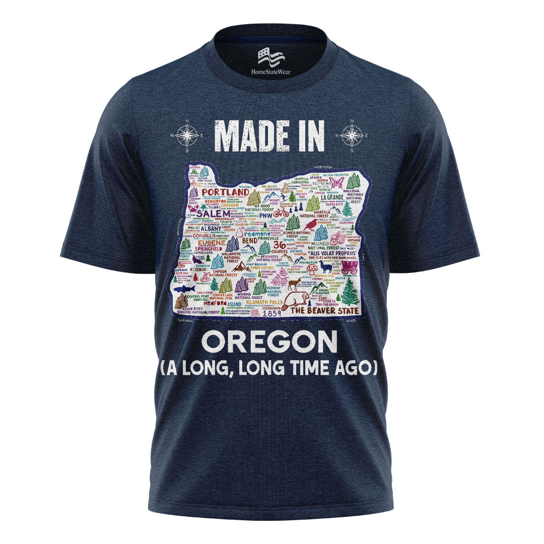 Made In Oregon T-Shirt, Beaver State Map Pride Tee