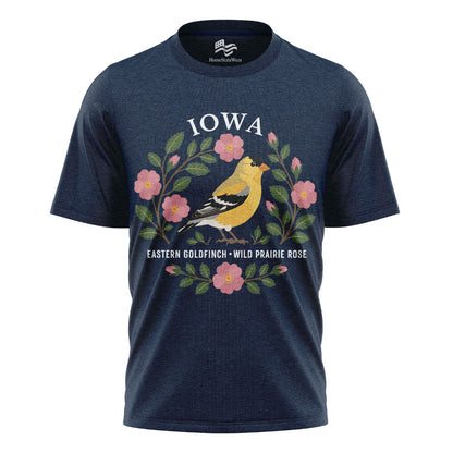 Iowa Goldfinch & Prairie Rose Tee | Bird Lover Nature Shirt