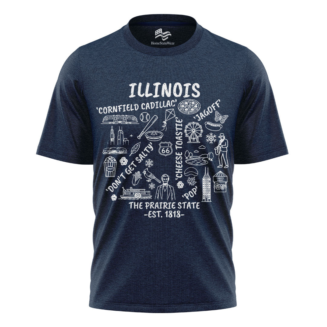 Illinois Icon T-Shirt | Route 66 Midwest Graphic Tee