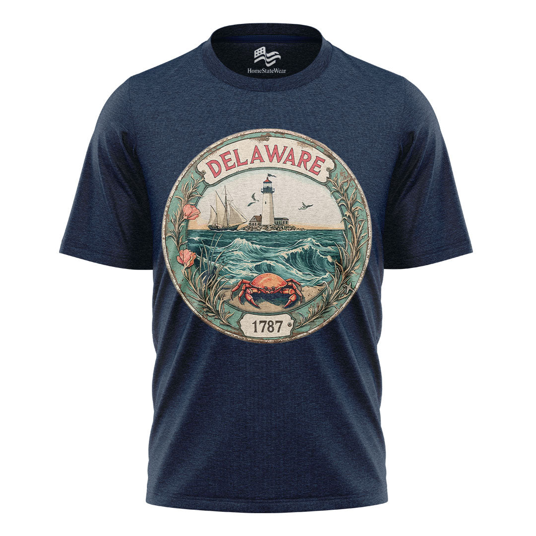 Delaware Lighthouse Sailboat Tee | Coastal Beach Graphic Shirt