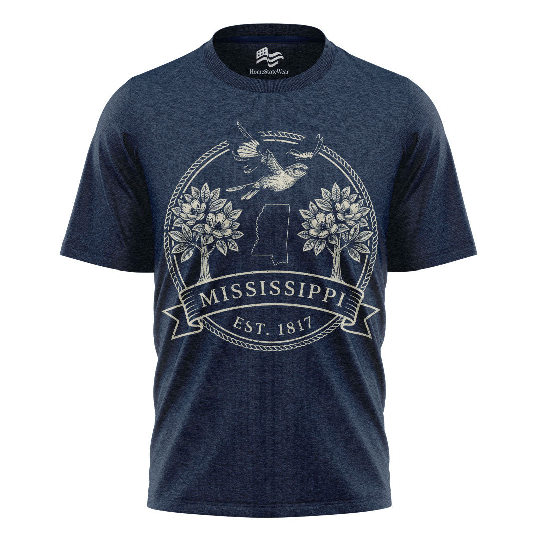 Mississippi Est. 1817 T-Shirt, Northern Mockingbird & Southern Magnolia State Pride Tee