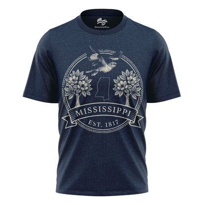 Mississippi Est. 1817 T-Shirt, Northern Mockingbird & Southern Magnolia State Pride Tee