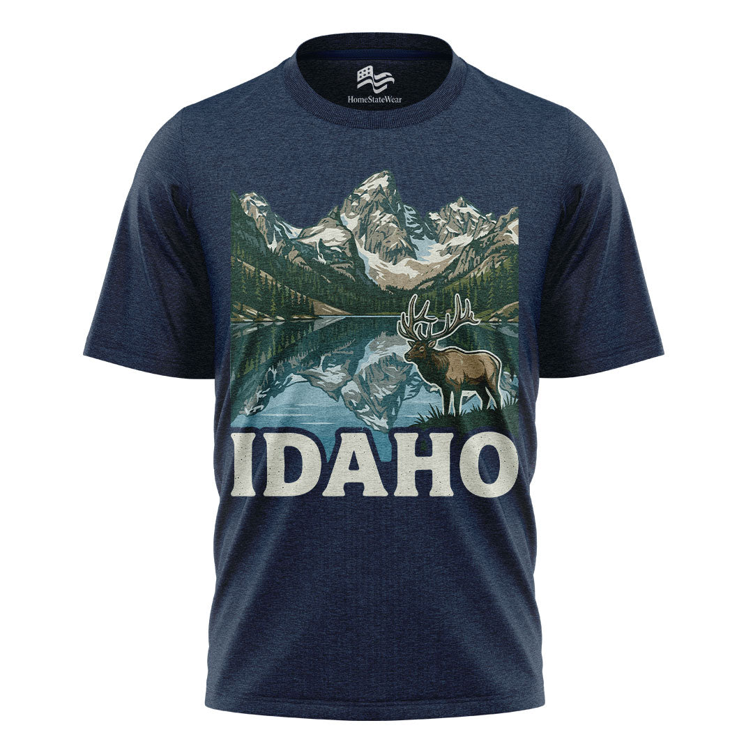 Idaho Elk Sawtooth Mountain Alpine Lake Wildlife Shirt