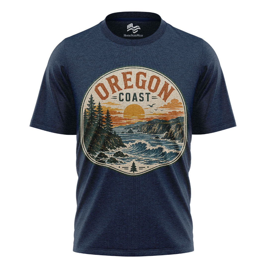 Oregon Bear Mountain T-Shirt, Vintage Sunset Nature Graphic Tee